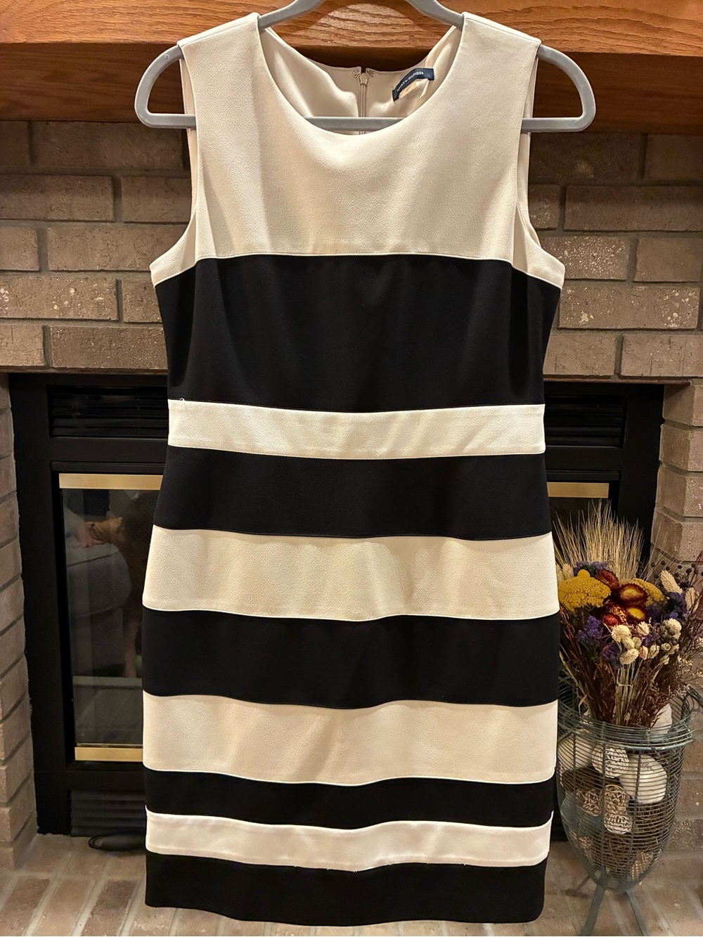 Tommy Hilfiger Black Ivory Colorblock Striped Sleeveless Dress Size 10